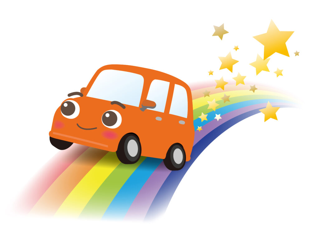 虹と車の画像
