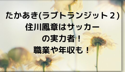 たかあき(ラブトランジット２)住川鳳章はサッカーの実力者！職業や年収も！